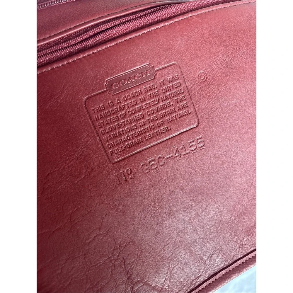Vintage COACH Soho Zip Tote Bag Red Leather Large 4155 90s USA